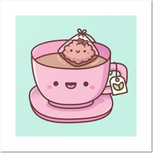 Cute Tea Bag and Teacup Doodle Posters and Art